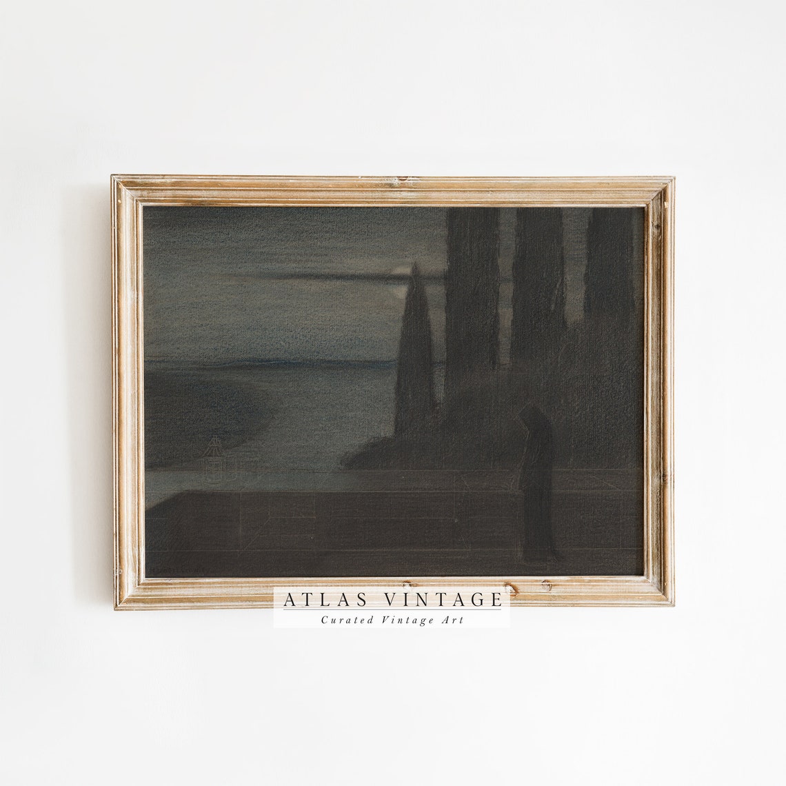 Dark Halloween Lake Landscape Moody Gothic Cypress Night Poster