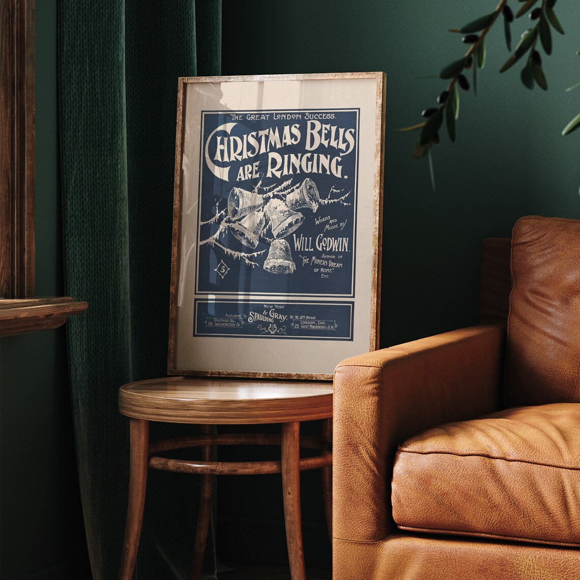 Vintage Christmas Bells Are Ringing Sheet Music Cover Poster Art - Image 6