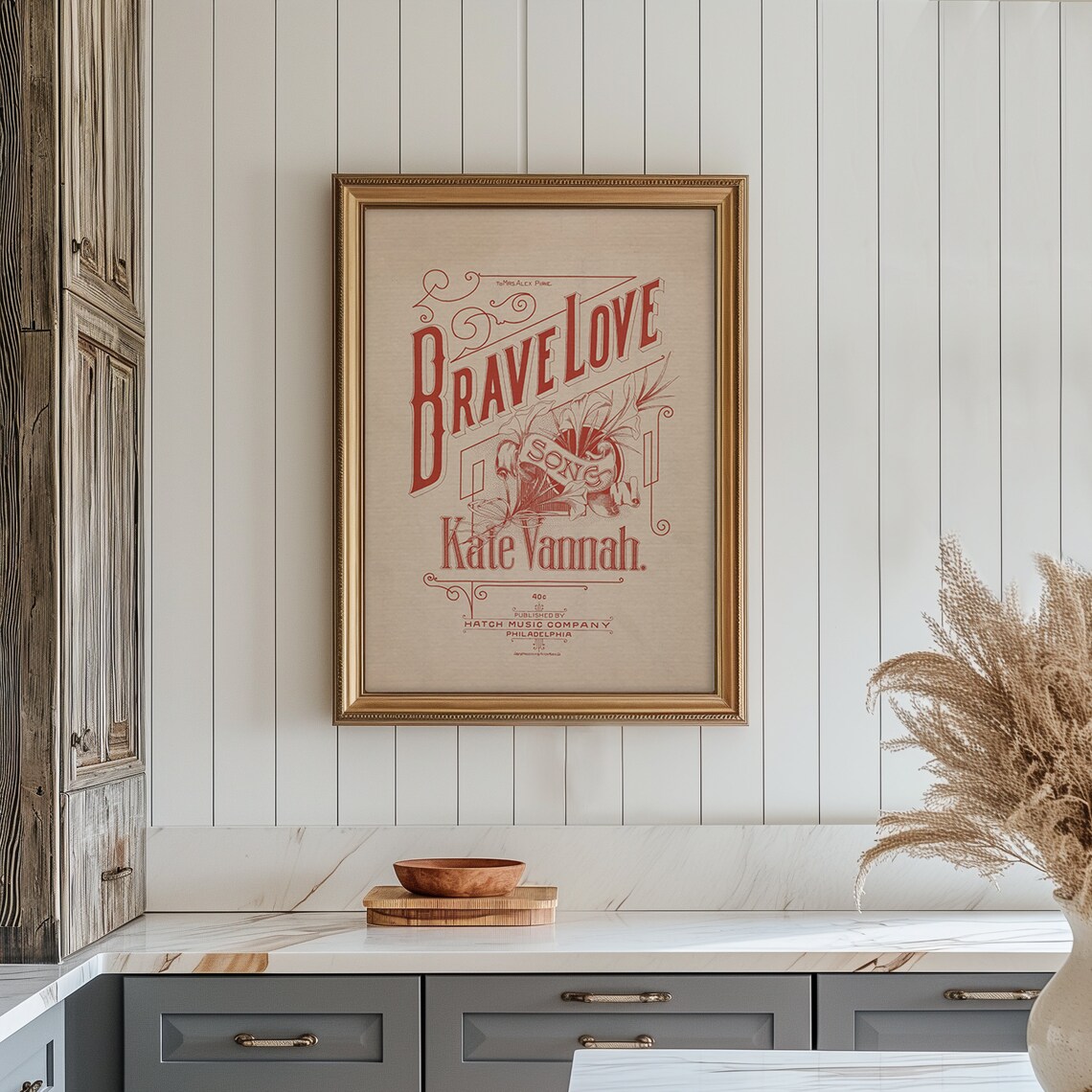 Brave Love Song Vintage Sheet Music Cover by Kate Vannah Poster - Image 7
