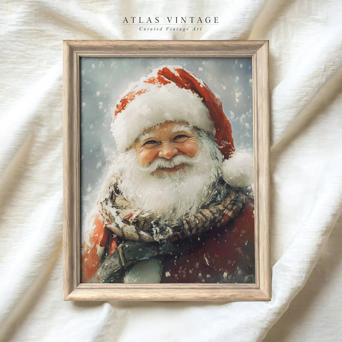 Vintage Christmas Santa Claus Print Santa Claus Oil Painting Christmas Wall Decor Festive Wall Art Xmas Holiday Prints - Image 5
