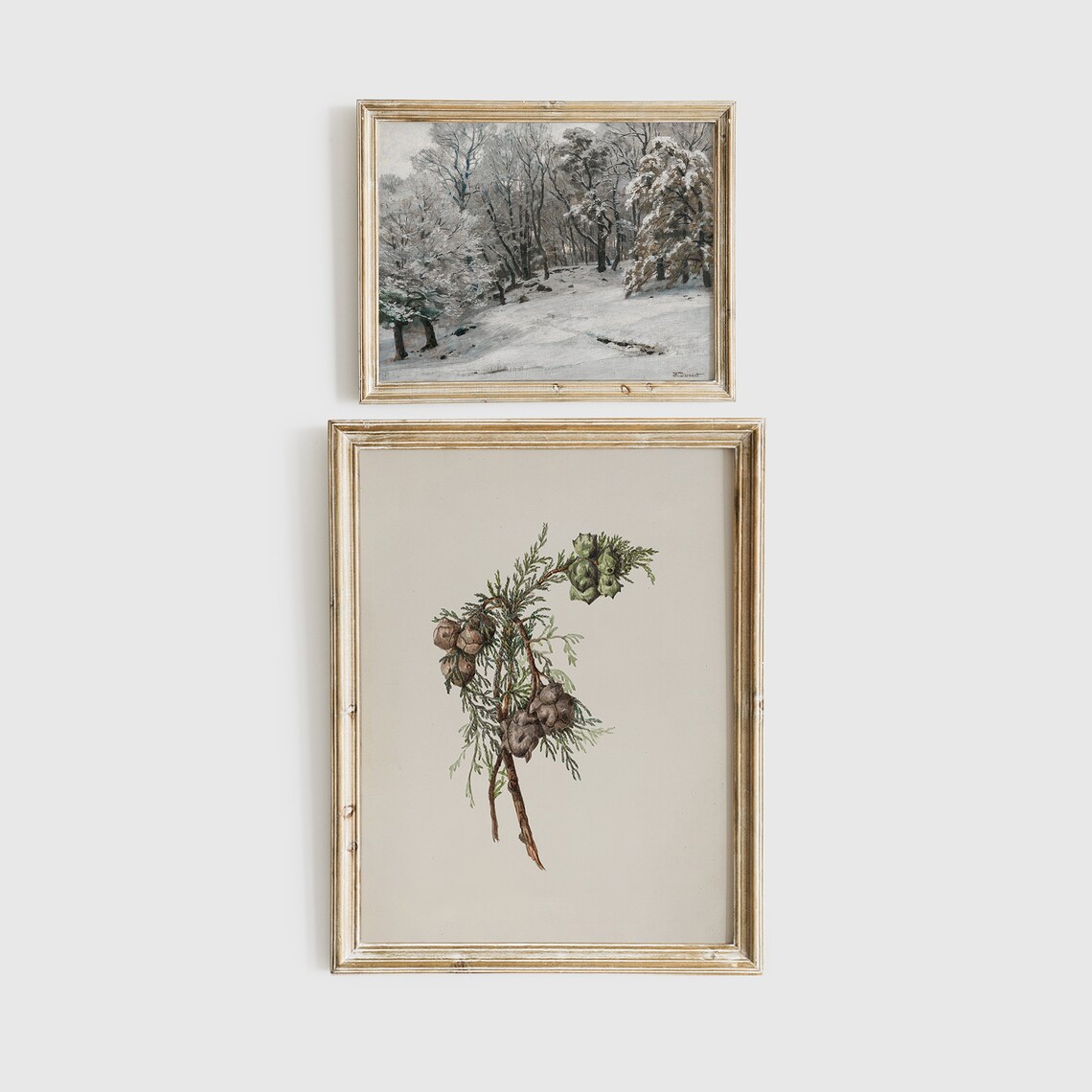 Winter Gallery Wall Set of 7 Vintage Snowy Scene Paintings Poster - Image 6