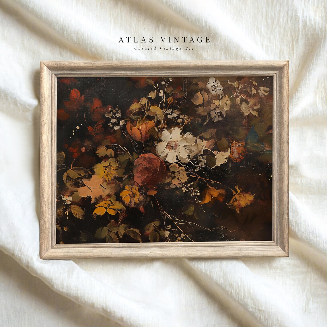 Dark Moody Autumn Floral Still Life Rich Fall Blooms Art Poster - Image 5