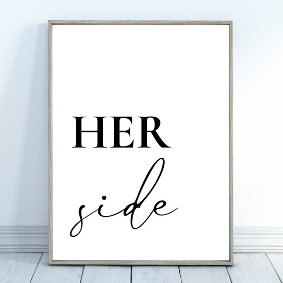 Bedroom Wall Decor Above Bed Art His Side Her Side Set Of Two Prints Wall Art Poster Typography Instant