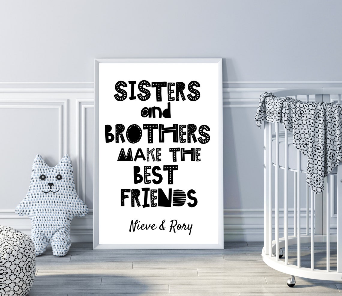 Personalised Sisters Brothers Best Friends Gift Playful Poster - Image 2