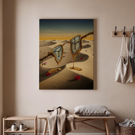 Surreal Melting Clocks in Desert Dali Inspired Dreamscape Poster