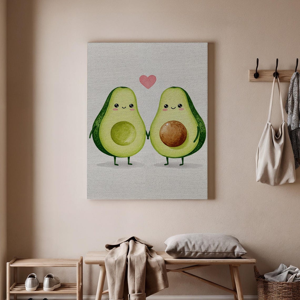 Cute Avocado Couple Holding Hands Heart Funny Kitchen Poster