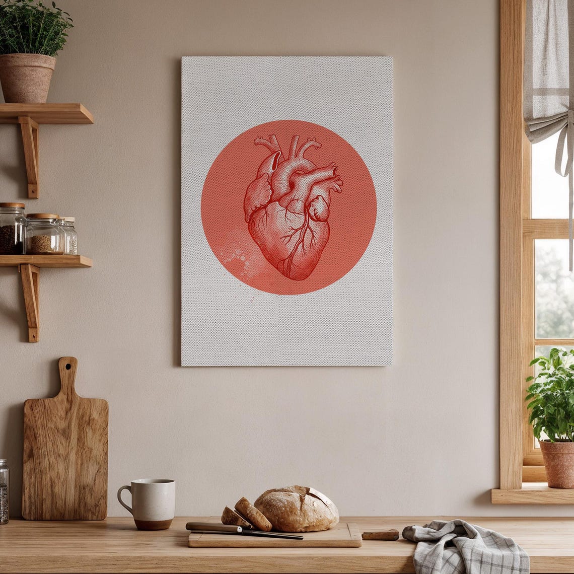 Human Heart Anatomical Illustration Medical Red Art Science Poster