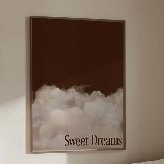 Chocolate Brown Cloud Print Brown Wall Art Abstract Wall Art Bedroom Wall Art Cloud Print Surrealism Art Mid Century Modern Wall Art