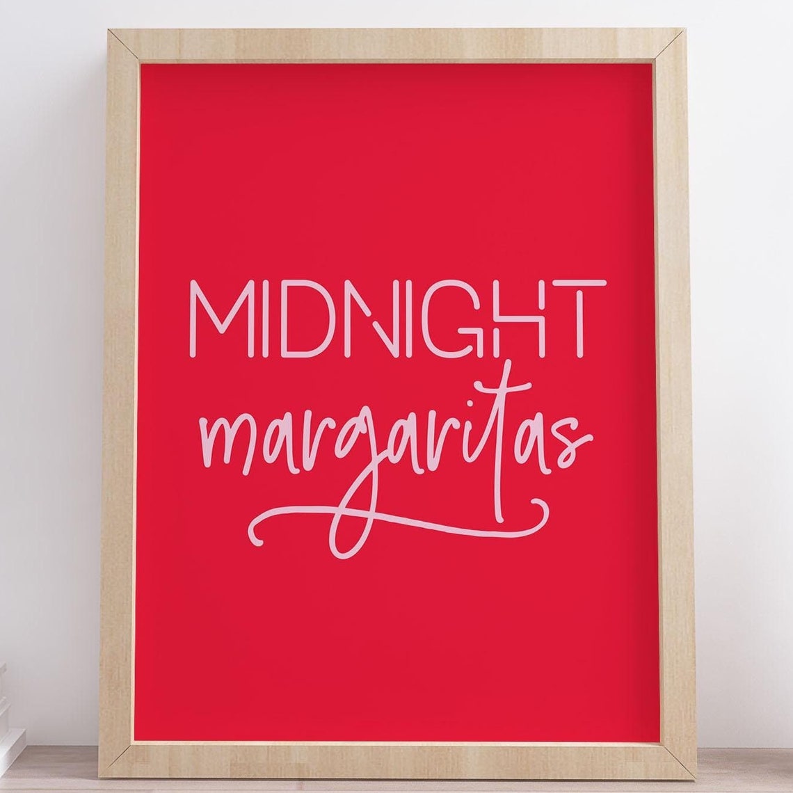 Midnight Margaritas Script Bold Red Cocktail Party Bar Decor Poster