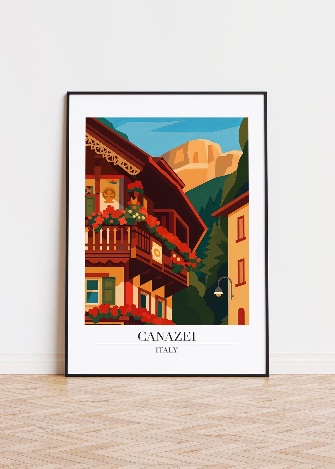 Canazei Italy Modern Travel Poster