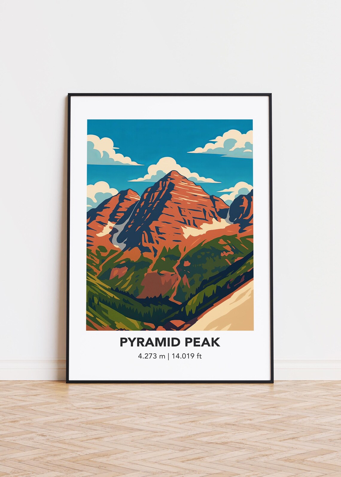 Pyramid Peak Art Print, Mountain Illustration