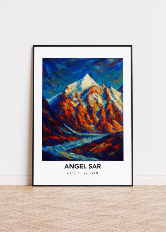 Angel Sar Poster Mountain Print Modern Oil Painting Style Art