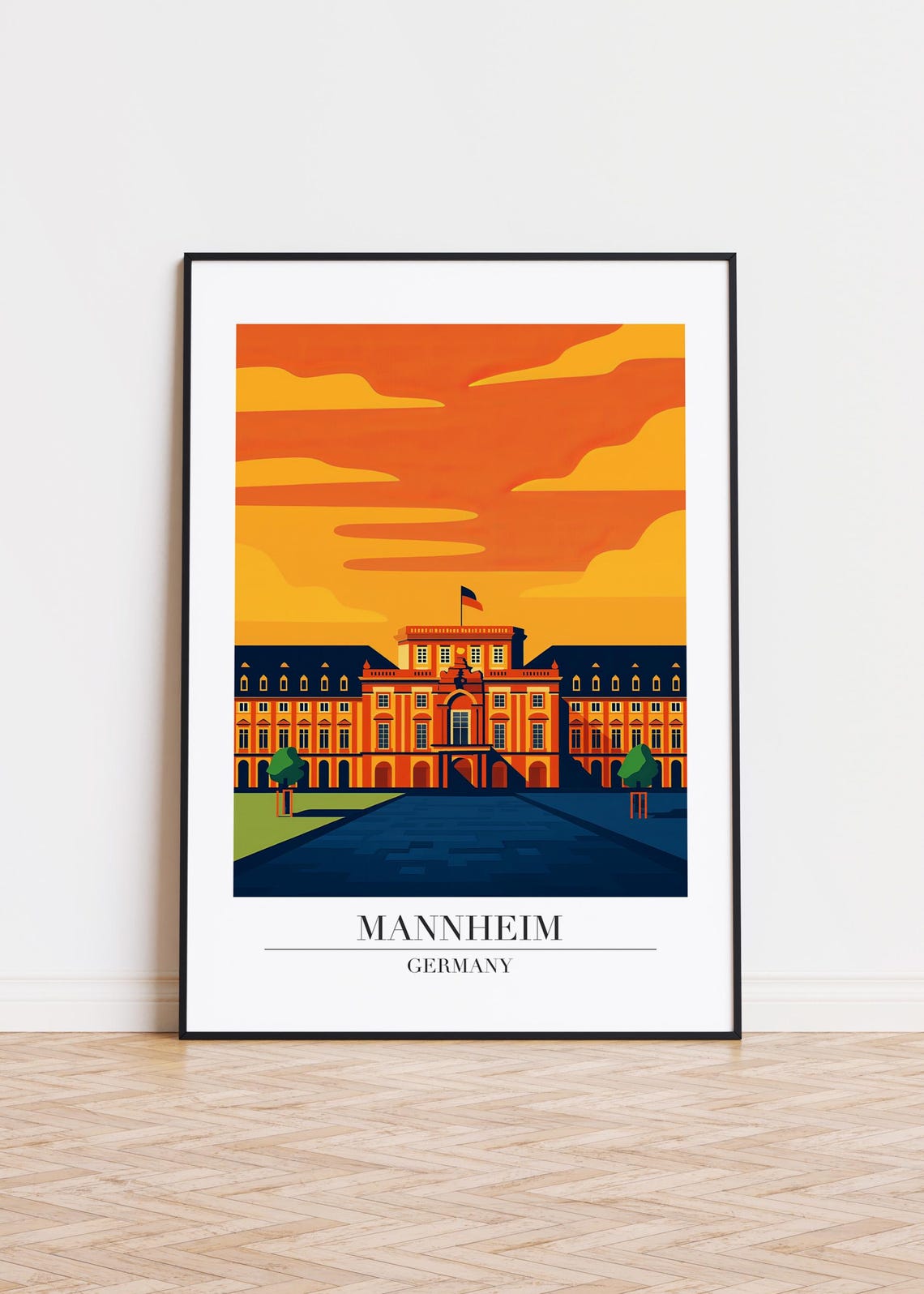 Mannheim Cityscape Poster Modern German Illustration Art