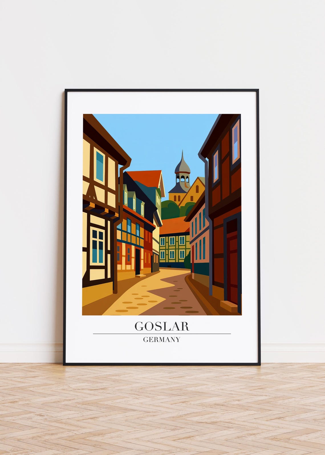 Goslar Germany Old Town Street Half Timbered Travel Art Poster