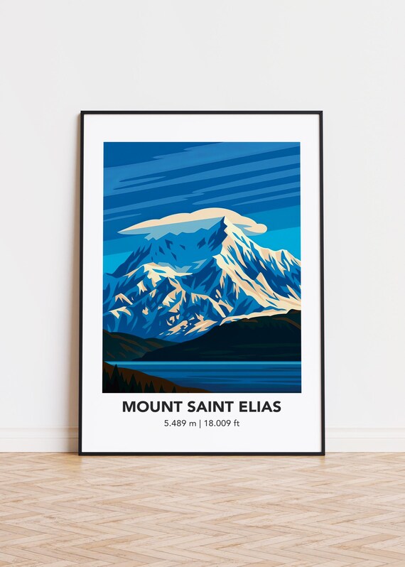 Mount Saint Elias Poster Modern Mountain Illustration Art