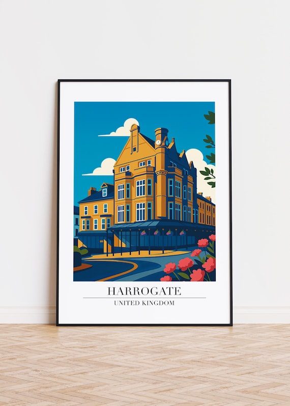 Harrogate UK Poster, Modern Illustration Art Print