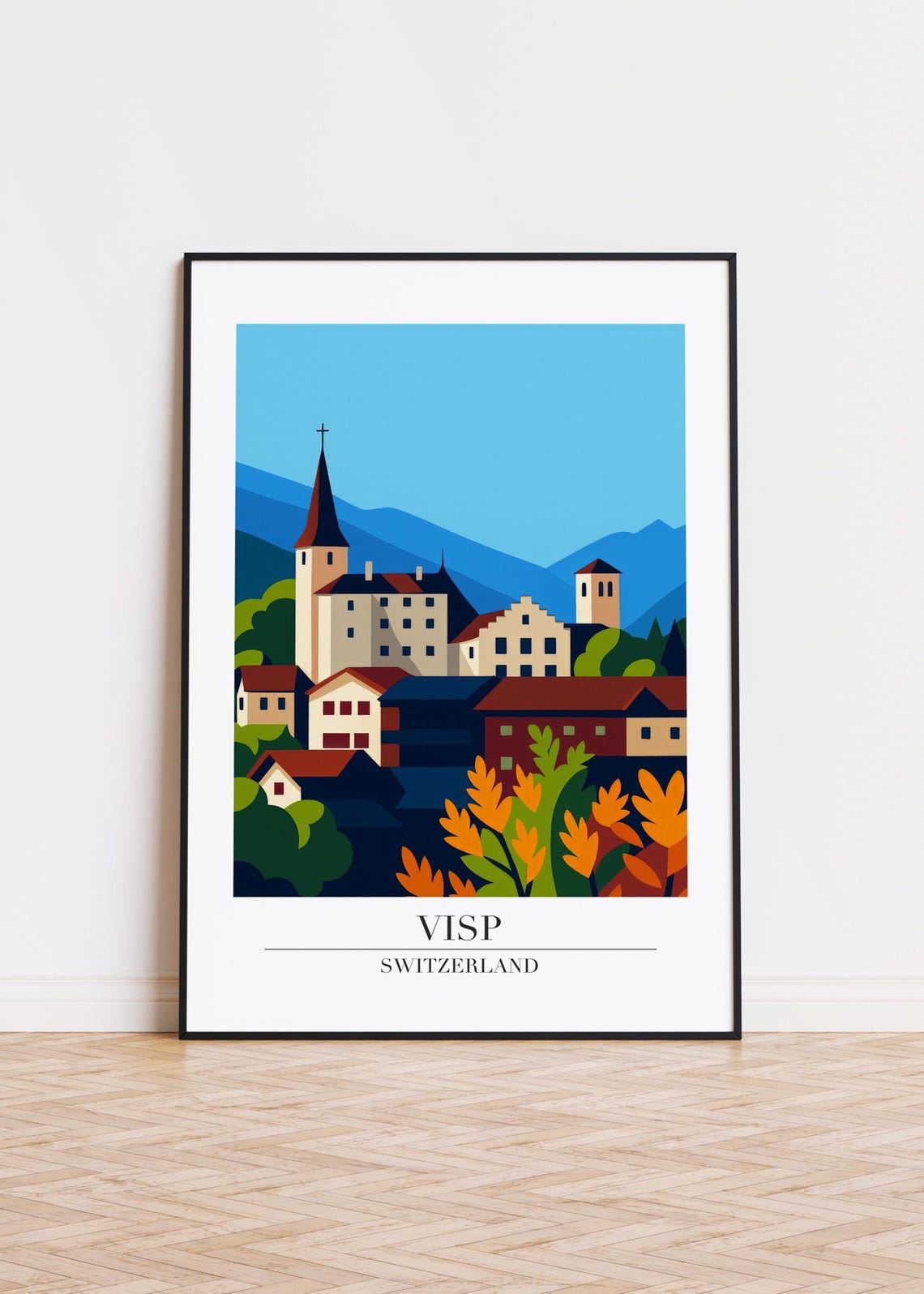 Visp Switzerland Poster, City Skyline Art Print