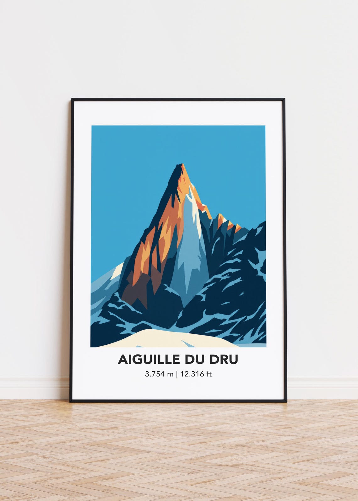 Aiguille Du Dru Sharp Minimalist Mountain Peak French Alps Poster