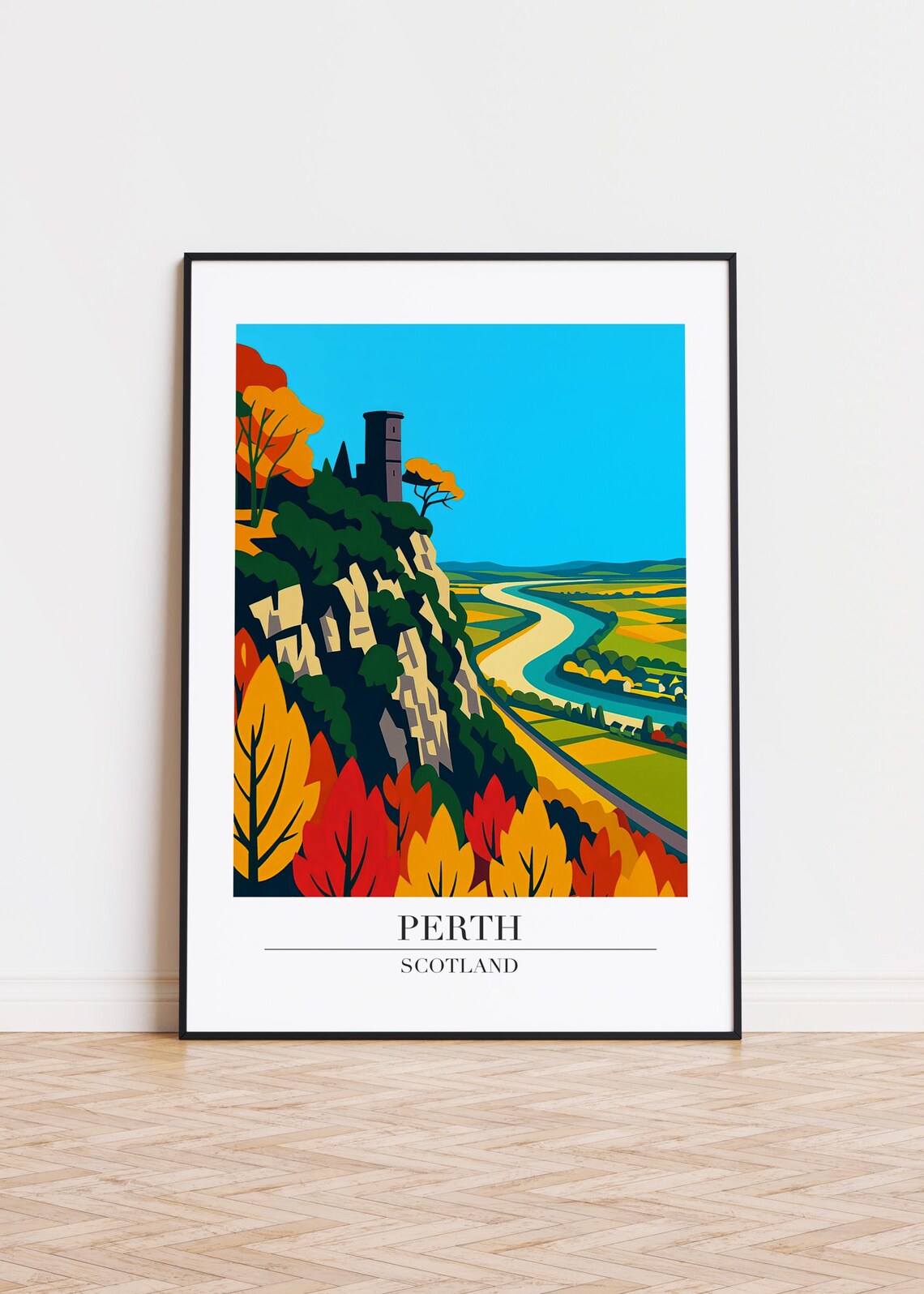 Perth Scotland Modern City Skyline Poster