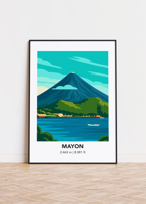 Mayon Volcano Print Modern Minimalist Mountain Art Poster