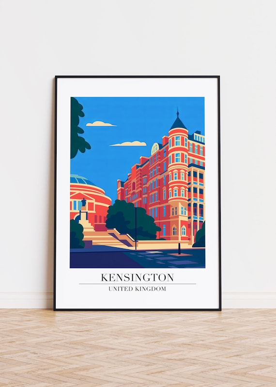 Kensington Illustration Art Print United Kingdom Travel Poster