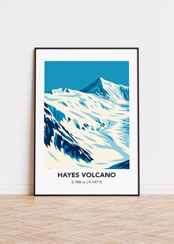 Hayes Volcano Poster Modern Minimalist Mountain Art Print