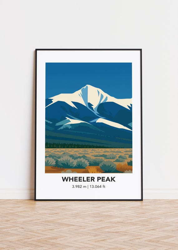 Wheeler Peak Illustration Art Print Mountain Silhouette Poster