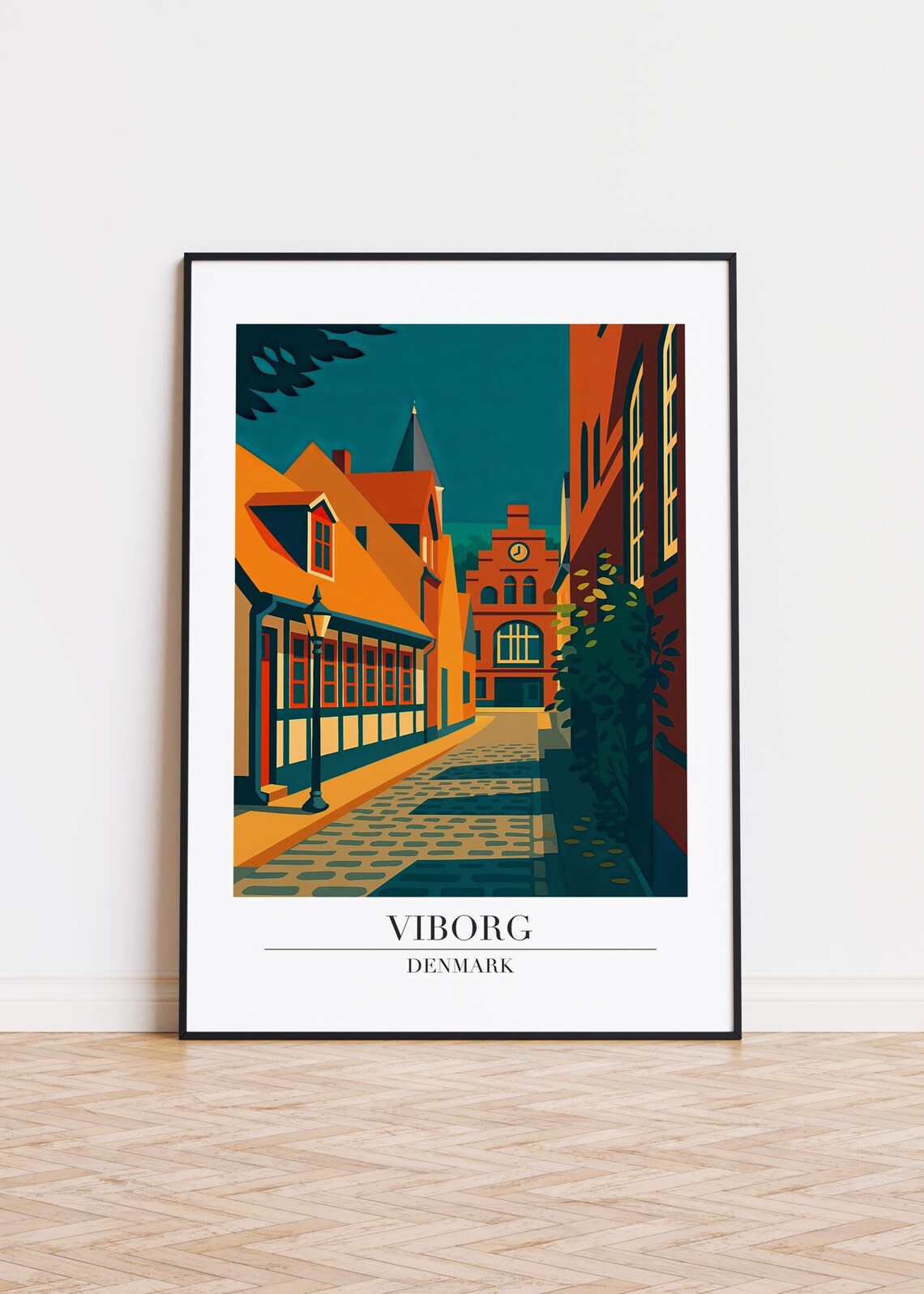 Viborg Denmark Modern City Illustration Poster
