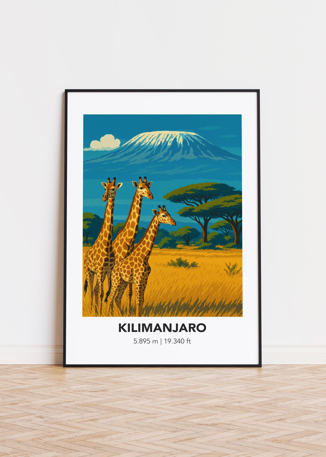Mount Kilimanjaro Giraffe Savanna Safari Tanzania Africa Poster