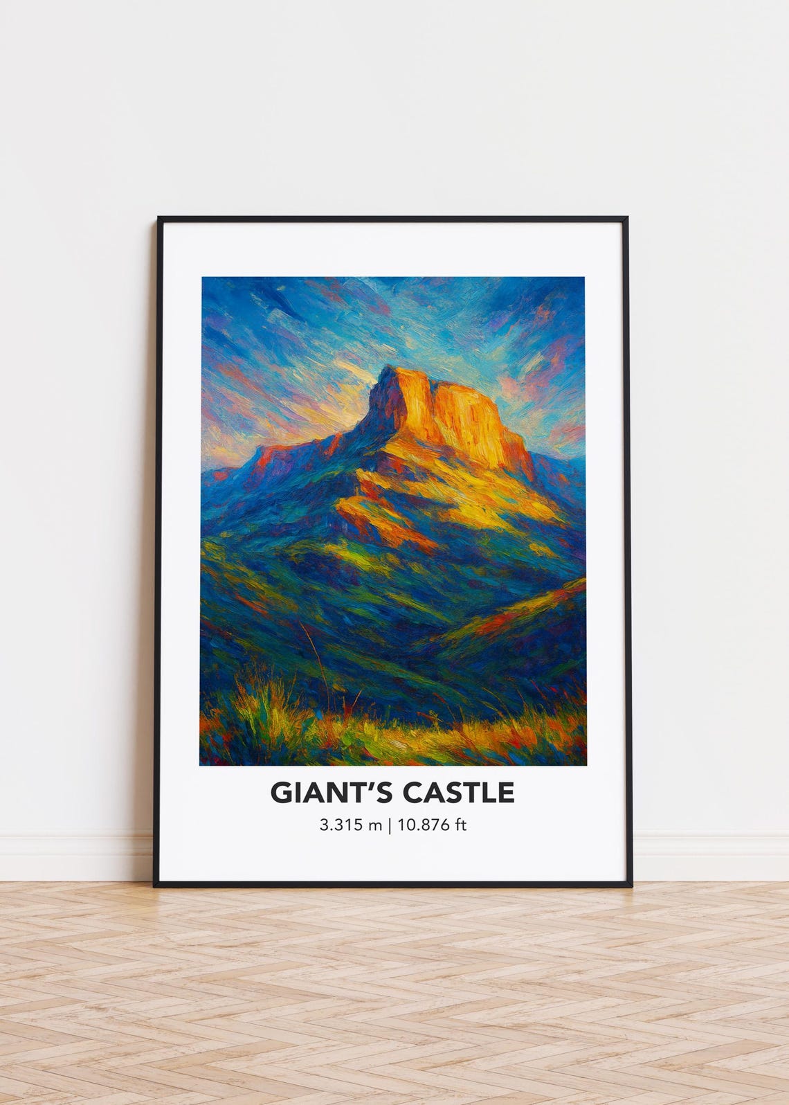 Giant's Castle 3315m Colorful Expressionist Mountain Peak Poster