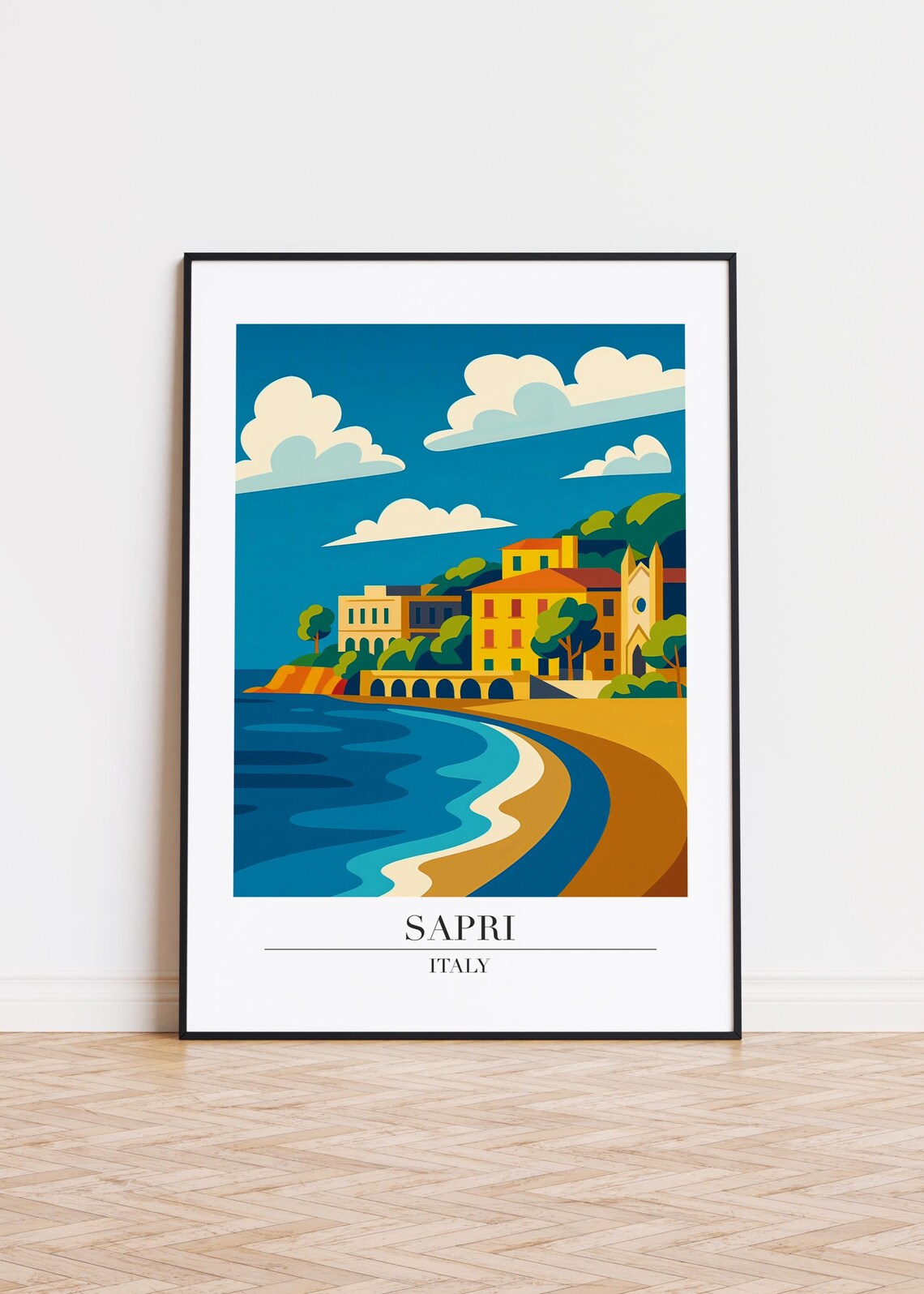 Sapri Italy Coastal Beach Town Arched Stone Bridge Travel Poster