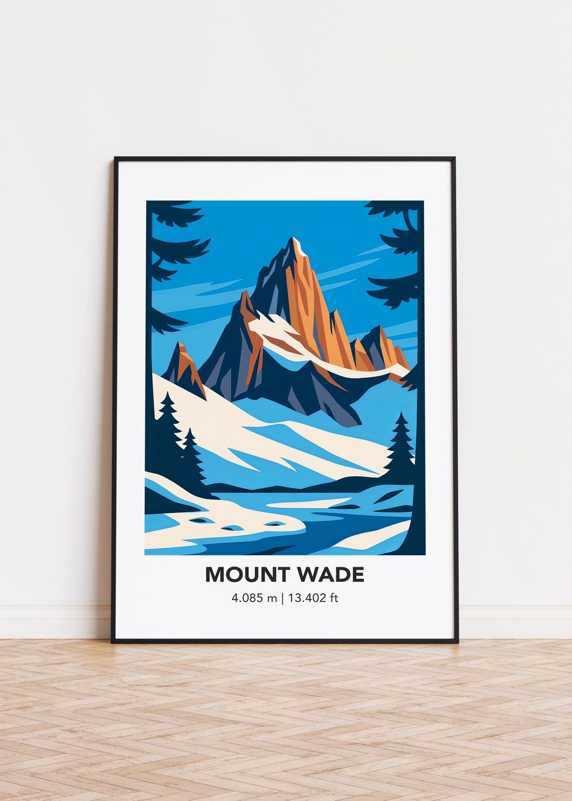 Mount Wade Granite Spire Snow Elevation Illustrated Travel Poster