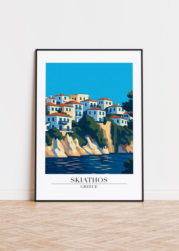 Skiathos Greece Poster Modern Travel Illustration Art