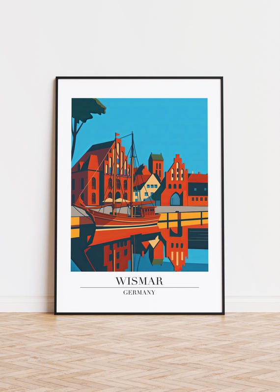 Wismar Germany Poster Modern Illustration Art Print