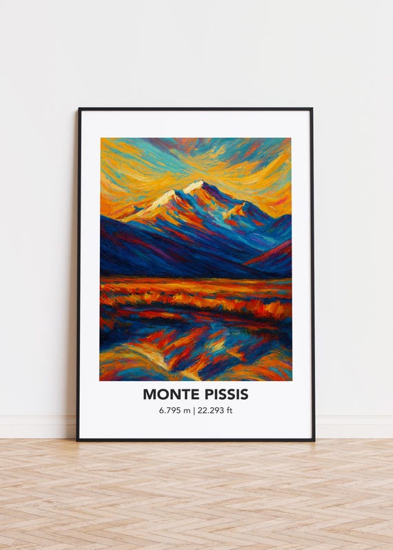 Monte Pissis Poster Mountain Print Modern Oil Painting Style Art