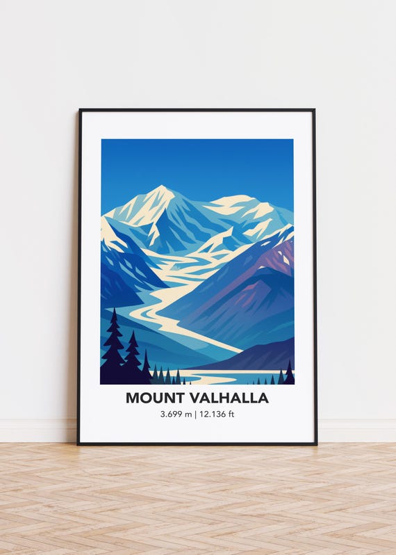 Mount Valhalla Print Mountain Illustration Art Poster
