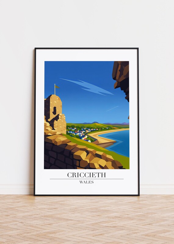 Criccieth Wales Poster Modern Illustration Art Print