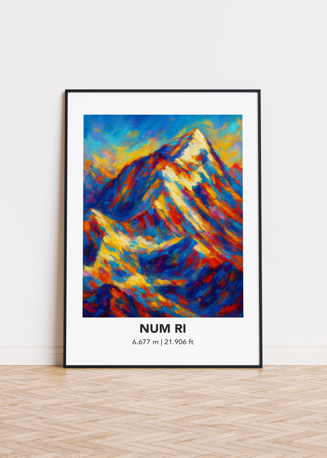 Num Ri Himalayan Peak Oil Painting Style Mountain Landscape Poster