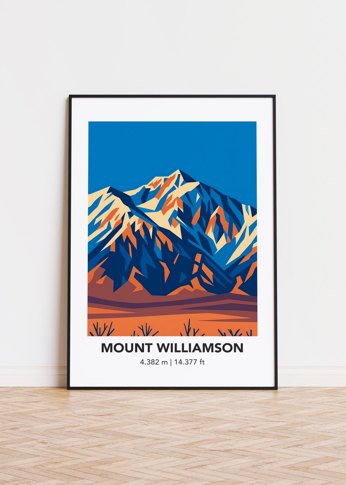 Mount Williamson Minimalist Mountain Illustration Art Print