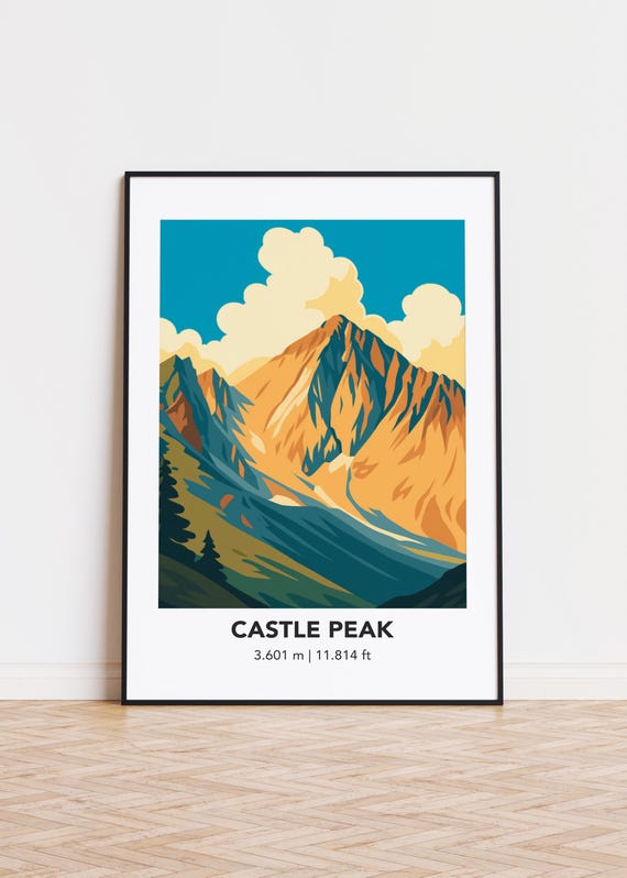 Castle Peak Art Print Mountain Illustration Poster