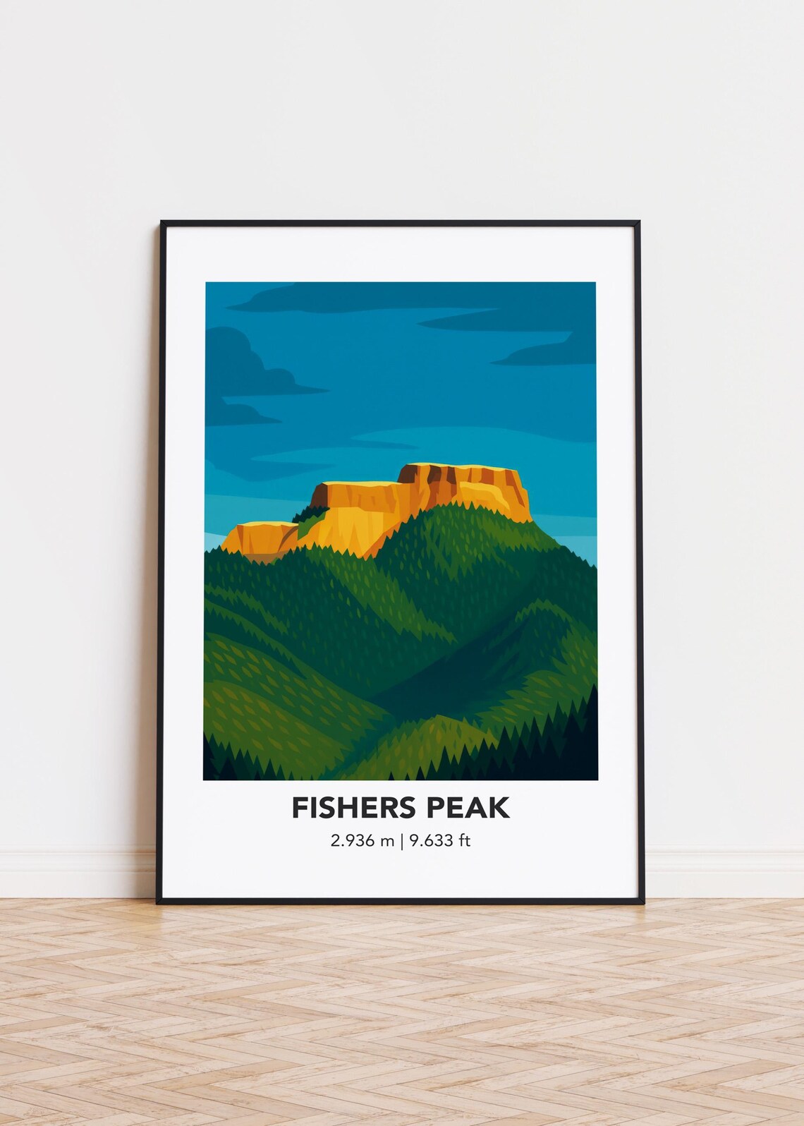 Fishers Peak Poster, Modern Minimalist Mountain Art