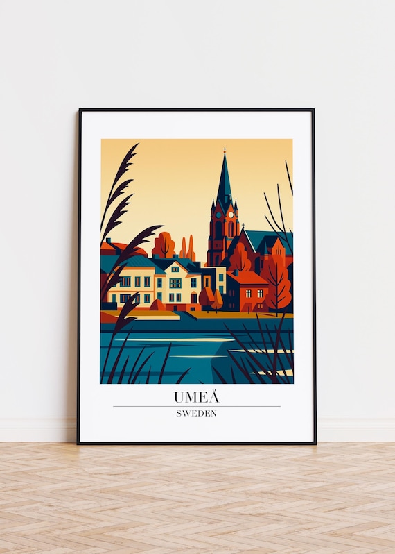 Ume Sweden Poster Modern Scandinavian Illustration Art