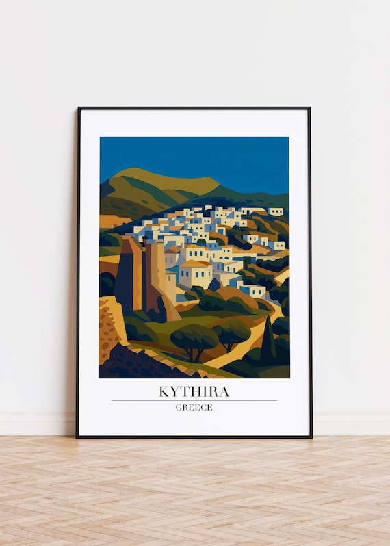 Kythira Greece Hillside Village Whitewashed Homes Island Poster