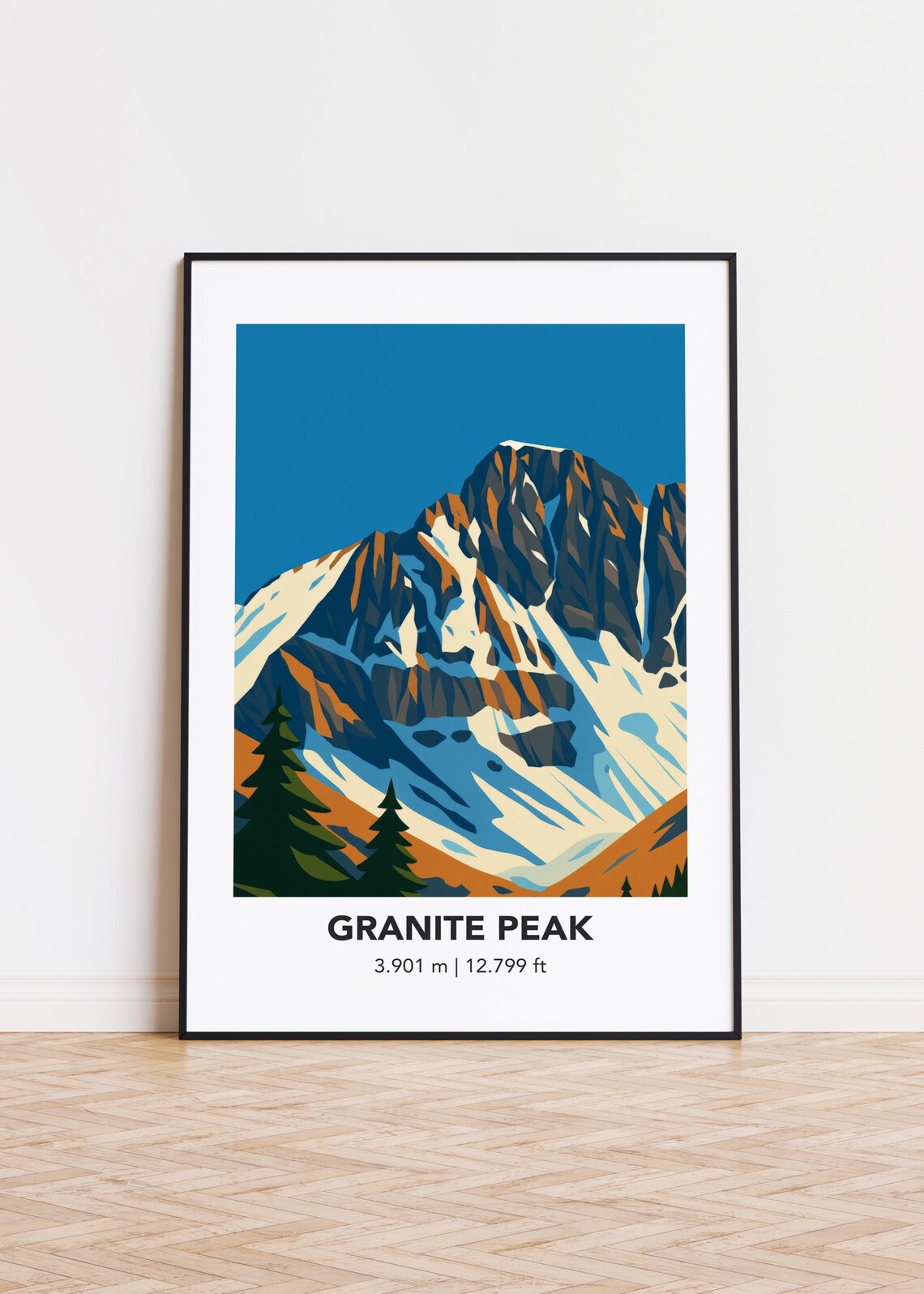Granite Peak Mountain Minimalist Art Print