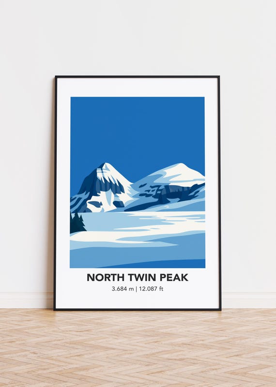 North Twin Peak Art Print Mountain Illustration Poster