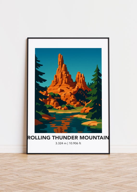 Rolling Thunder Mountain Poster Print, Illustration Art
