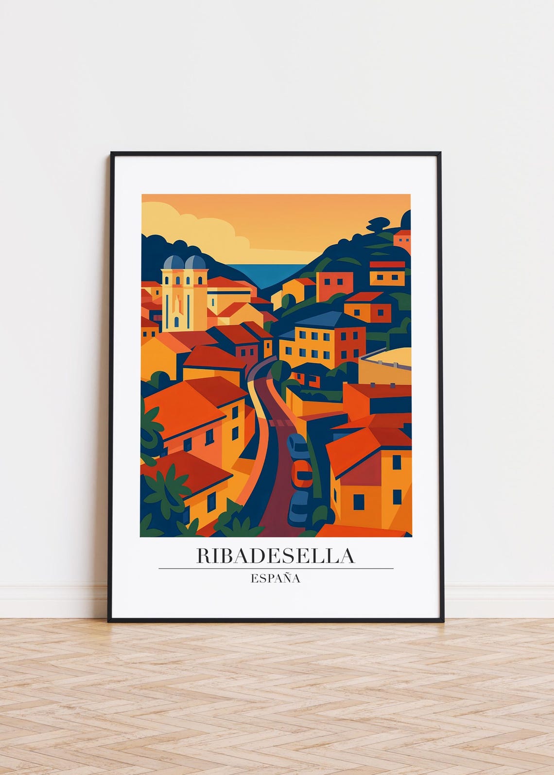 Ribadesella Spain Modern Travel Poster
