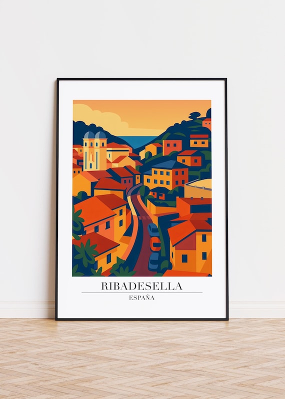 Ribadesella Spain Modern Travel Poster