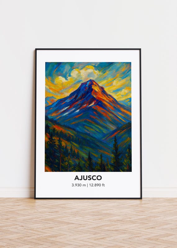 Ajusco Poster Mountain Print Modern Oil Painting Style Art