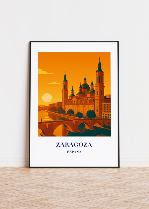 Zaragoza Spain Poster, Modern City Illustration
